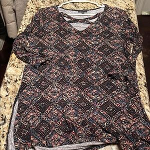 The Limited Gray and Multicolor Criss-Cross Top